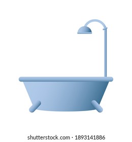 bathtub with shower bathroom equipment icon design vector illustration