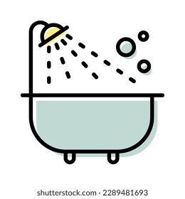 bathtub shower bathroom spa and salon icon vector illustration