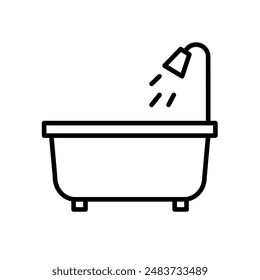 bathtub with shower, bathroom, vector icon	