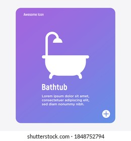 Bathtub and shower flat icon. Vector illustration of plumbing or save water concept.