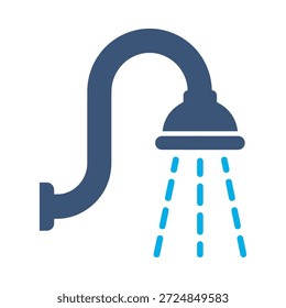Icono de ducha de bañera Vector plano azul diseño grifo de agua símbolo higiene baño limpio hogar letrero de elemento gráfico sanitario