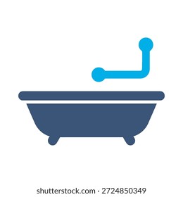 Icono de ducha de bañera diseño de Vector plano azul símbolo de lavado de agua higiene baño limpio hogar plomería sanitaria elemento gráfico signo