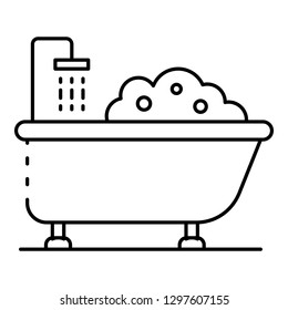 Bathtub shower icon. Outline bathtub shower vector icon for web design isolated on white background