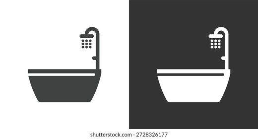 Symbol für Badewanne und Dusche. Symbol für durchgezogene Glyphenserie