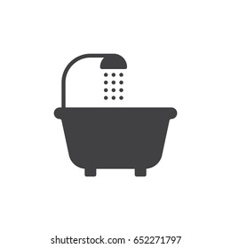Bathtub and shower icon vector, filled flat sign, solid pictogram isolated on white. Symbol, logo illustration. Pixel perfect