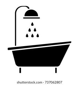 bathtub shower icon, vector illustration, black sign on isolated background
