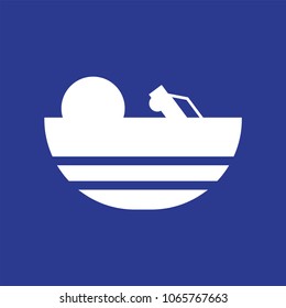 Bathtub with shower line icon.