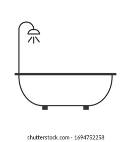 Bathtub with shower line icon.