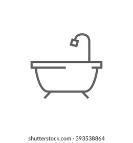 Bathtub with shower line icon.