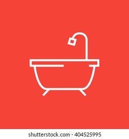 Bathtub with shower line icon.
