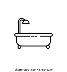 Bathtub with shower line icon