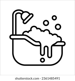 Bathtub with shower line icon. Bathtub Icon Vector Design Template. vector illustration on white background