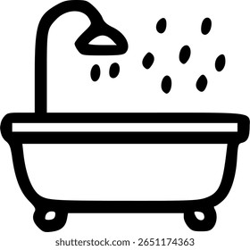 Bathtub Shower Outline Vector line clip art 