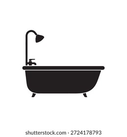 Ilustración vectorial de icono de silueta de ducha de bañera
