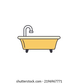 bathtub and shower tub icon in color, isolated on white background 