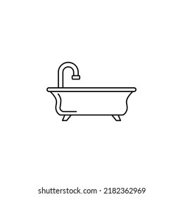 bathtub and shower tub icon in line style icon, isolated on white background