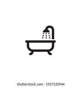 Bathtub with shower vector icon