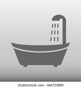 Bathtub With Shower Vector Icon Illustration