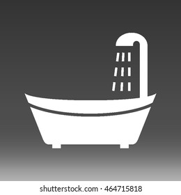 Bathtub With Shower Vector Icon Illustration