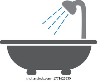 Bathtub with shower vector icon isolated