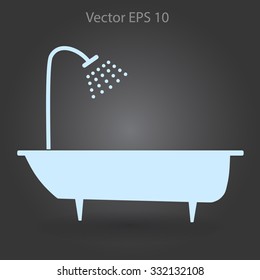 bathtub and shower vector illustration