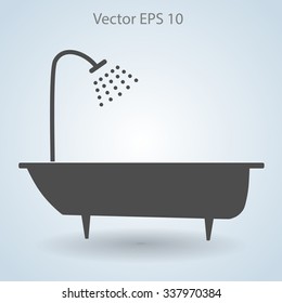 bathtub and shower vector illustration