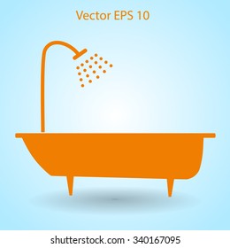 bathtub and shower vector illustration
