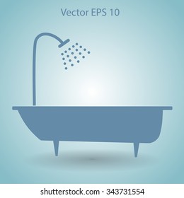 bathtub and shower vector illustration