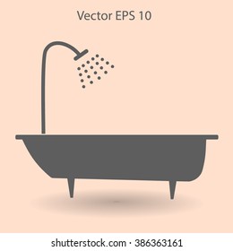 bathtub and shower vector illustration
