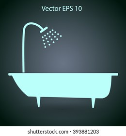 bathtub and shower vector illustration