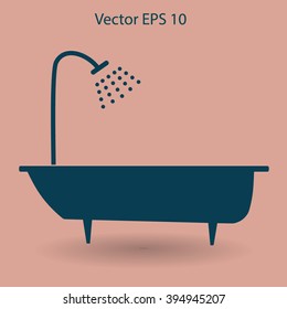 bathtub and shower vector illustration