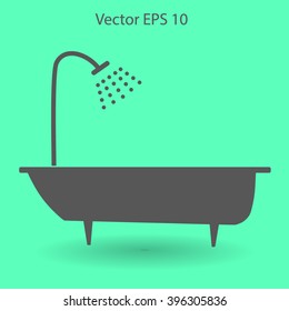 bathtub and shower vector illustration