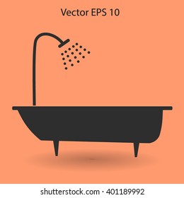 bathtub and shower vector illustration
