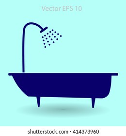 bathtub and shower vector illustration