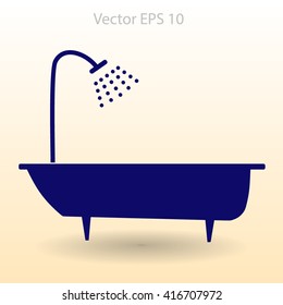 bathtub and shower vector illustration