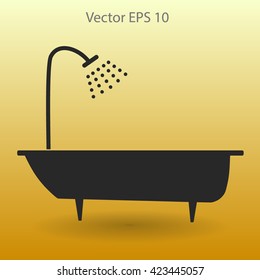 bathtub and shower vector illustration