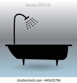 bathtub and shower vector illustration