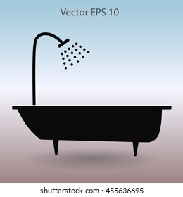 bathtub and shower vector illustration