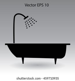bathtub and shower vector illustration