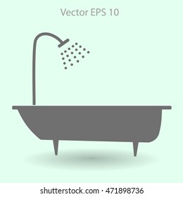 bathtub and shower vector illustration