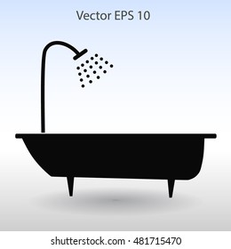 bathtub and shower vector illustration