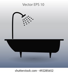 bathtub and shower vector illustration