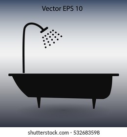 bathtub and shower vector illustration