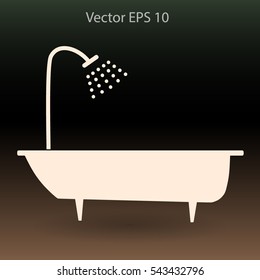 bathtub and shower vector illustration