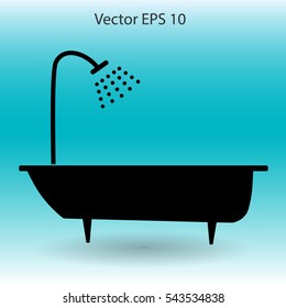 bathtub and shower vector illustration