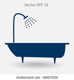 bathtub and shower vector illustration