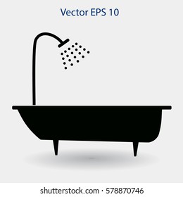 bathtub and shower vector illustration