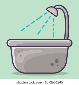 bathtub with shower vector illustration in flat style 