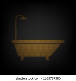 Bathtub sign. Icon as grid of small orange light bulb in darkness. Illustration.