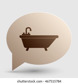Bathtub sign illustration. Brown gradient icon on bubble with shadow.